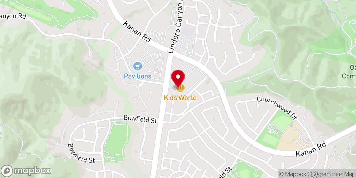 Map showing location of Kids World Family Fun Center