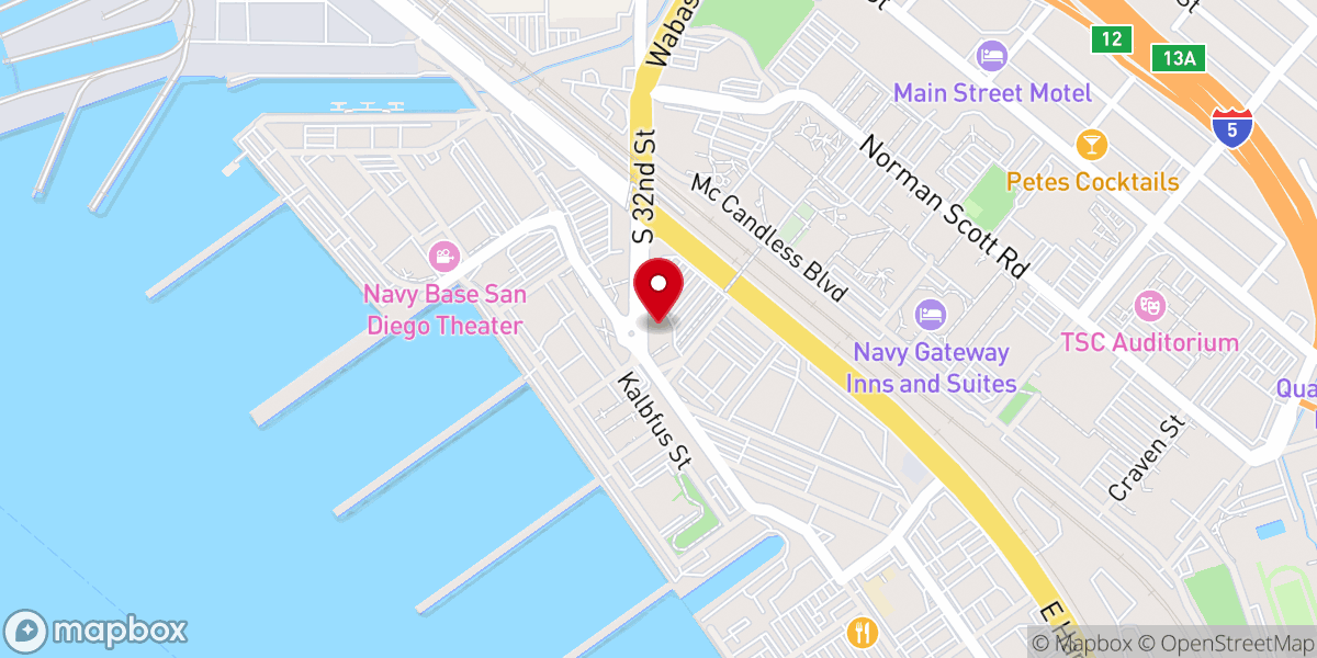 Map showing location of Naval Base San Diego Chapel