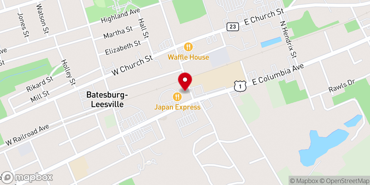 Map showing location of Batesburg Leesville Presby Church