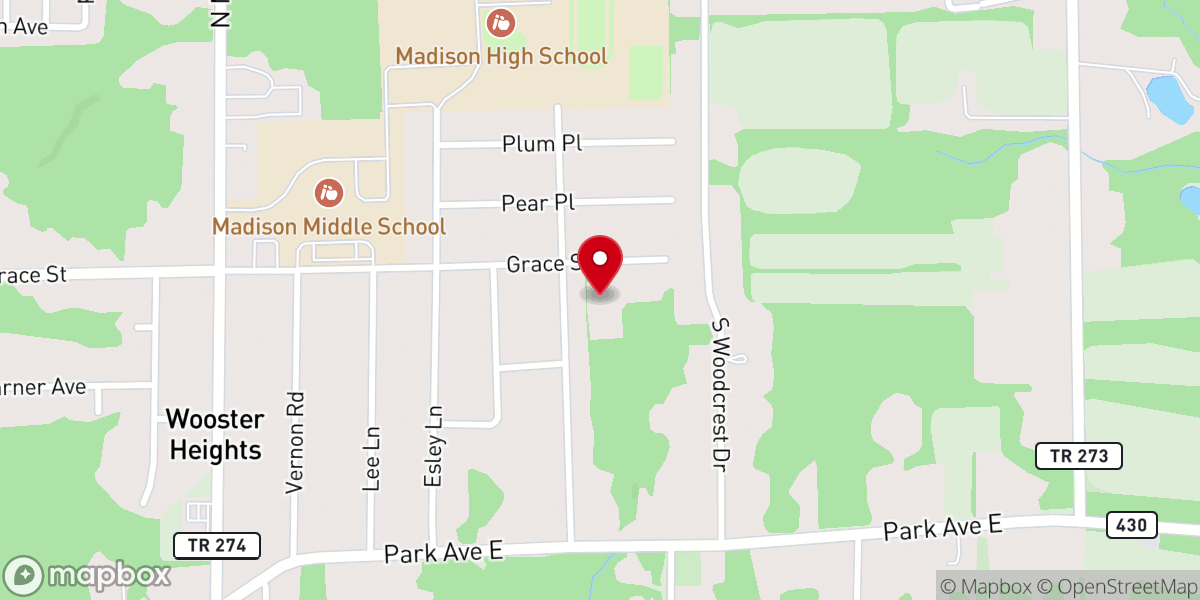 Map showing location of Trinity Grace Fellowship Church