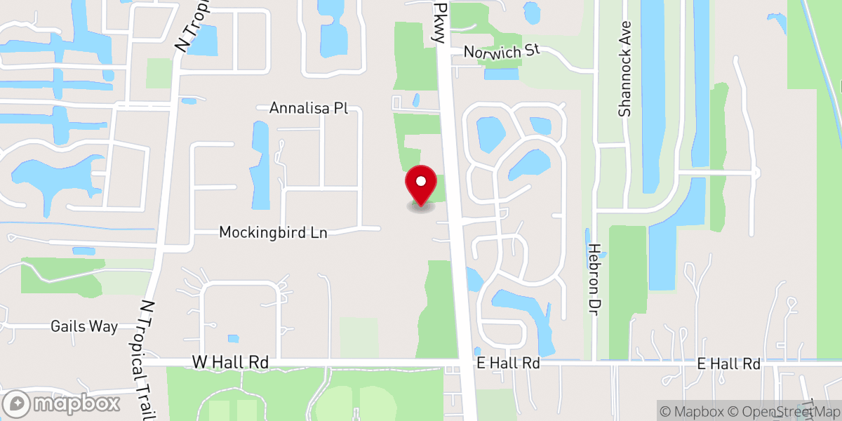 Map showing location of North Point Baptist Church