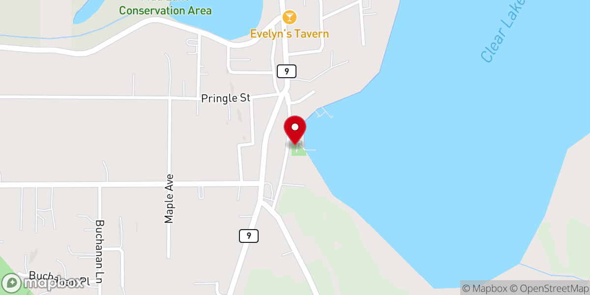Map showing location of Clear Lake Beach