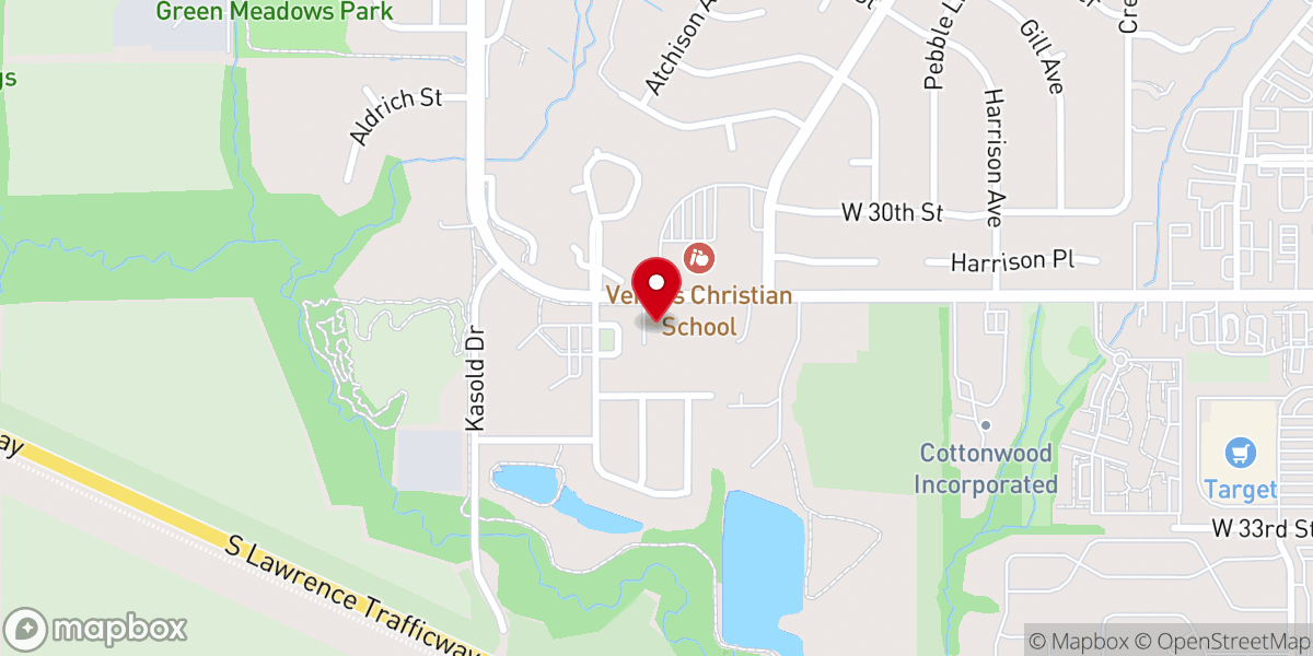 Map showing location of Lawrence Baptist Temple