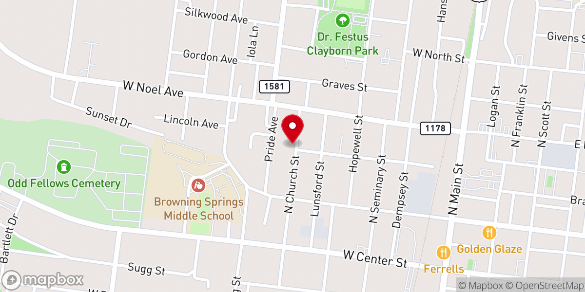 Map showing location of Zion Temple A.M.E. Zion Church