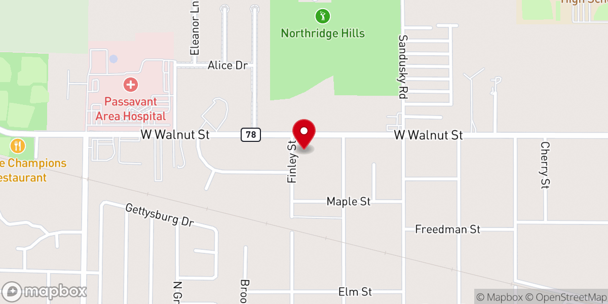 Map showing location of Faith Lutheran Church