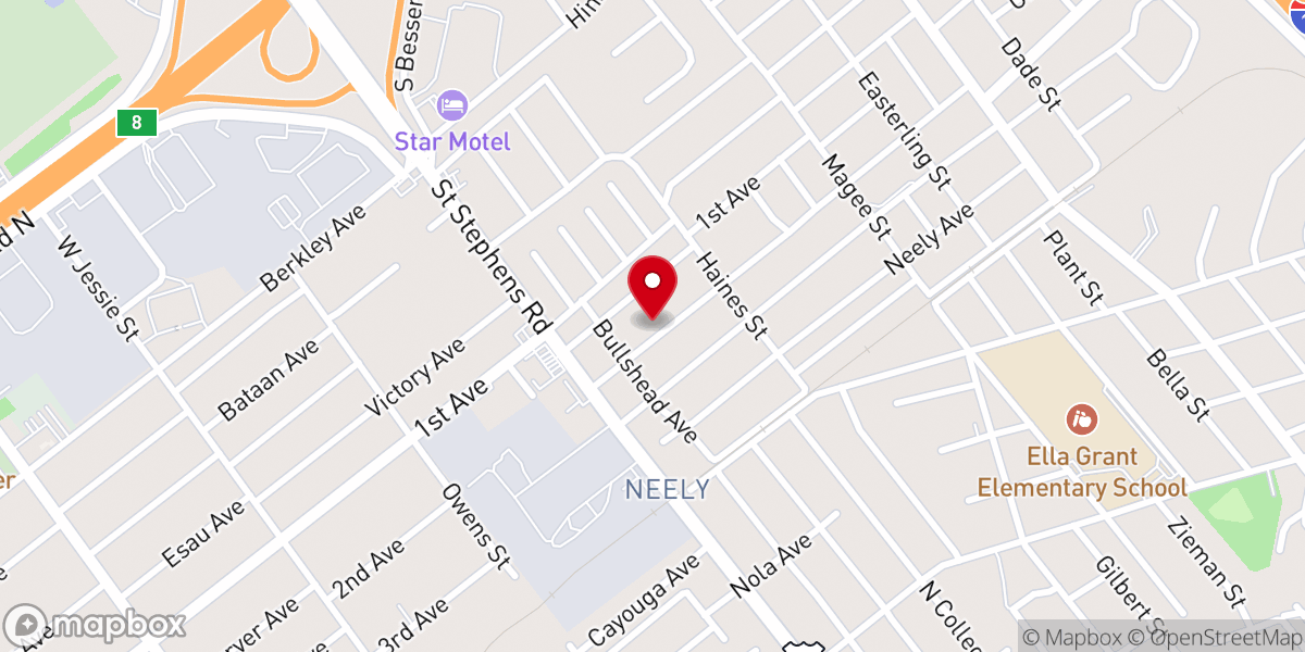 Map showing location of Greater Ruth African Methodist Episcopal Chapel