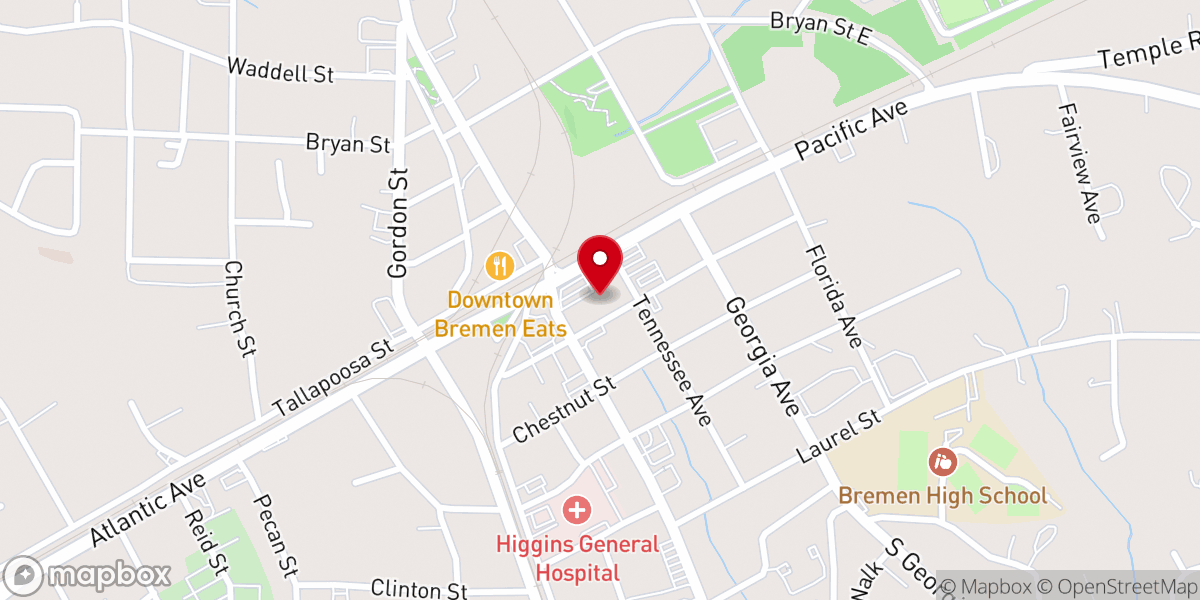 Map showing location of First Baptist Church of Bremen