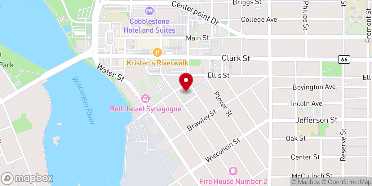 Map showing location of Portage County Courthouse