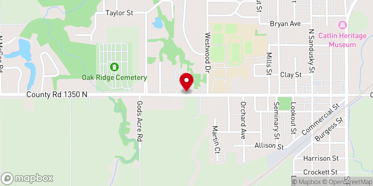 Map showing location of Catlin Church of Christ