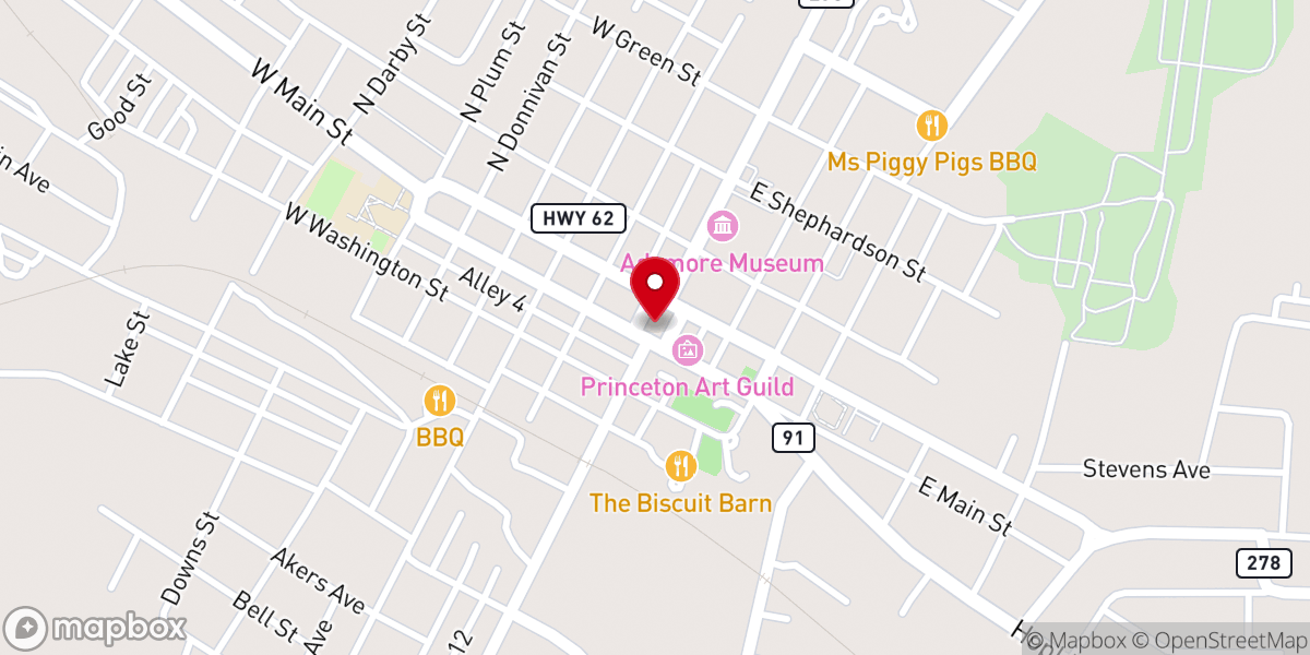 Map showing location of Caldwell County Courthouse