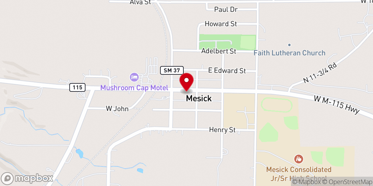 Map showing location of Mesick Historical Museum