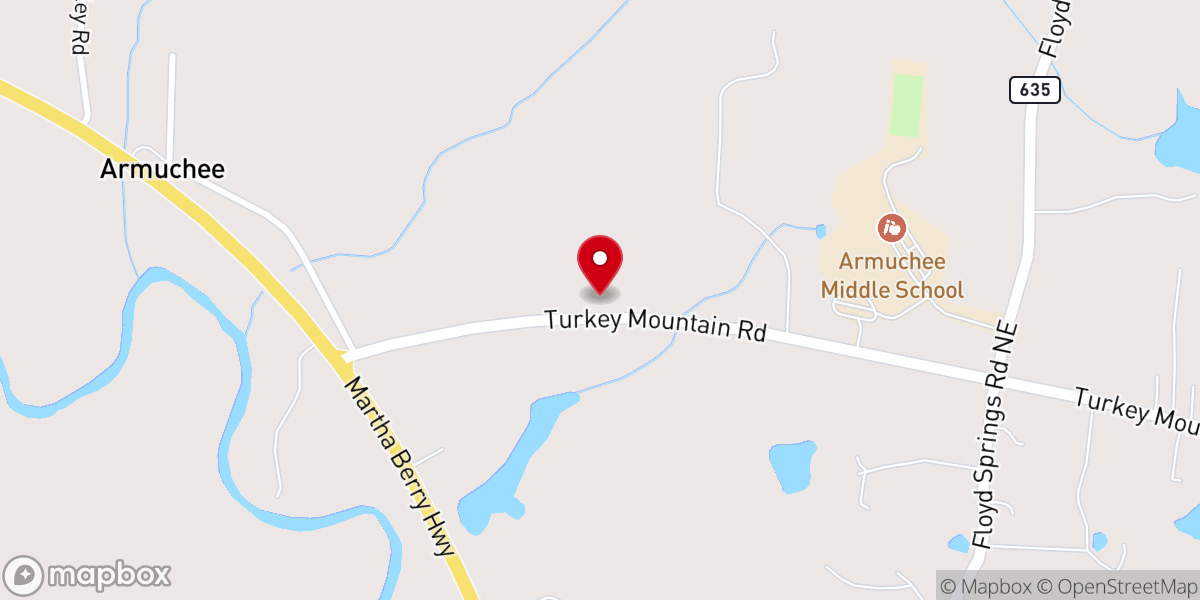 Map showing location of Armuchee United Christian Church