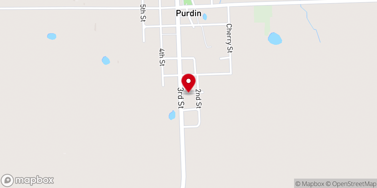 Map showing location of Purdin City Office