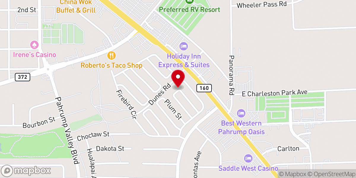 Map showing location of Pahrump