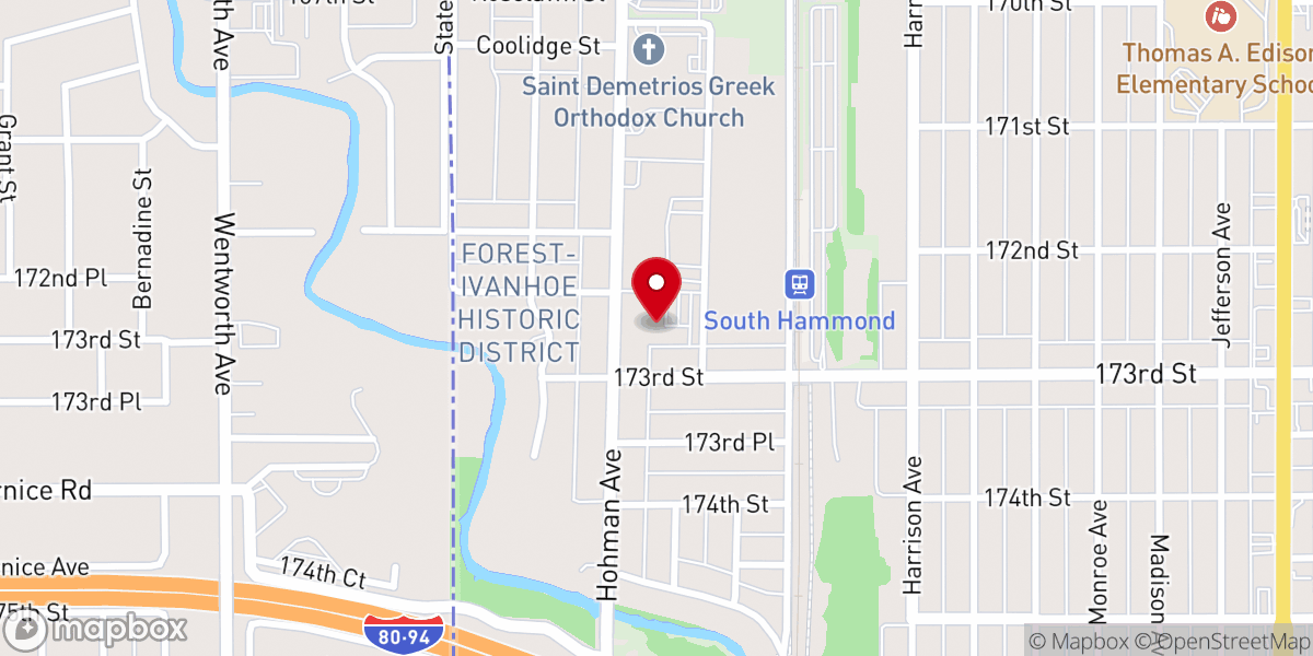 Map showing location of Trinity Evangelical Lutheran Church