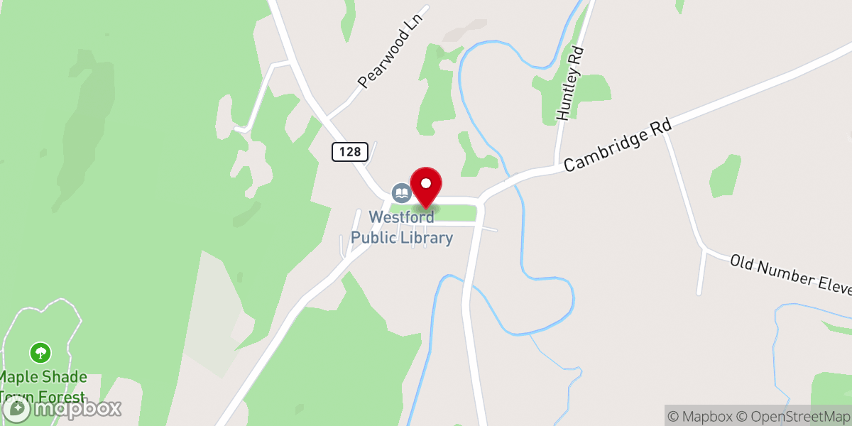 Map showing location of Westford Town Common