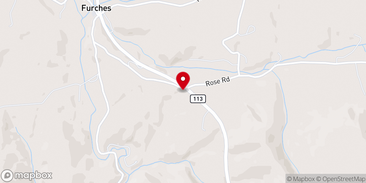 Map showing location of Cranberry Primitive Baptist Church