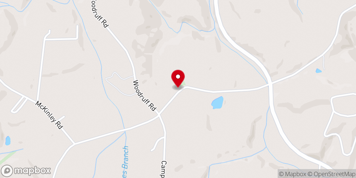 Map showing location of Woodruff Primitive Baptist Church