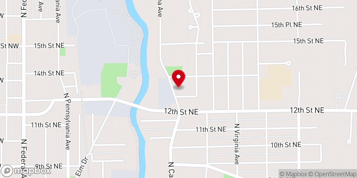 Map showing location of First Assembly of God
