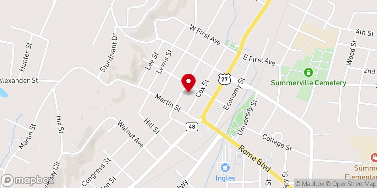 Map showing location of First Baptist Church