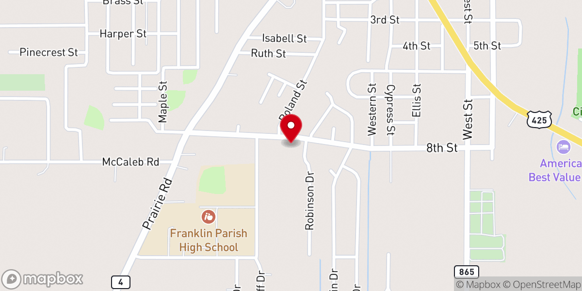 Map showing location of First Presbyterian Church