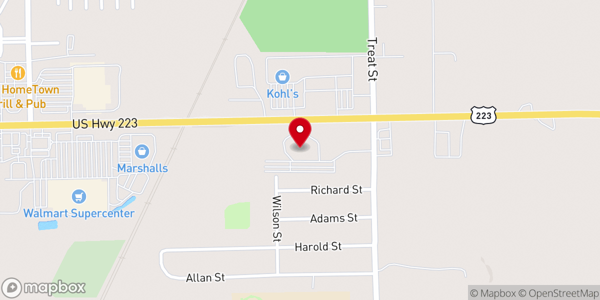 Map showing location of Bethany Assembly of God Church