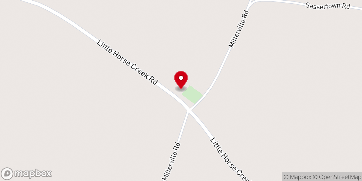 Map showing location of Little Horse Creek Church