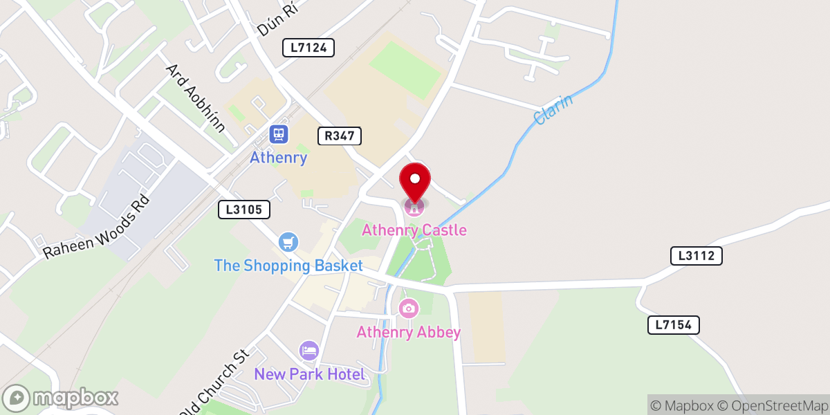 Map showing location of Athenry Castle