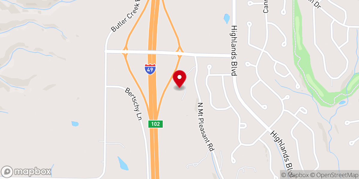 Map showing location of NewLife Christian Church - Highlands Campus