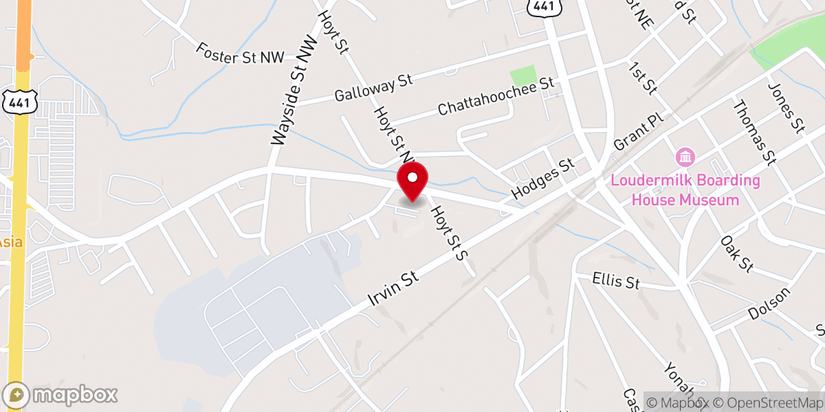 Map showing location of Hillside Baptist Church