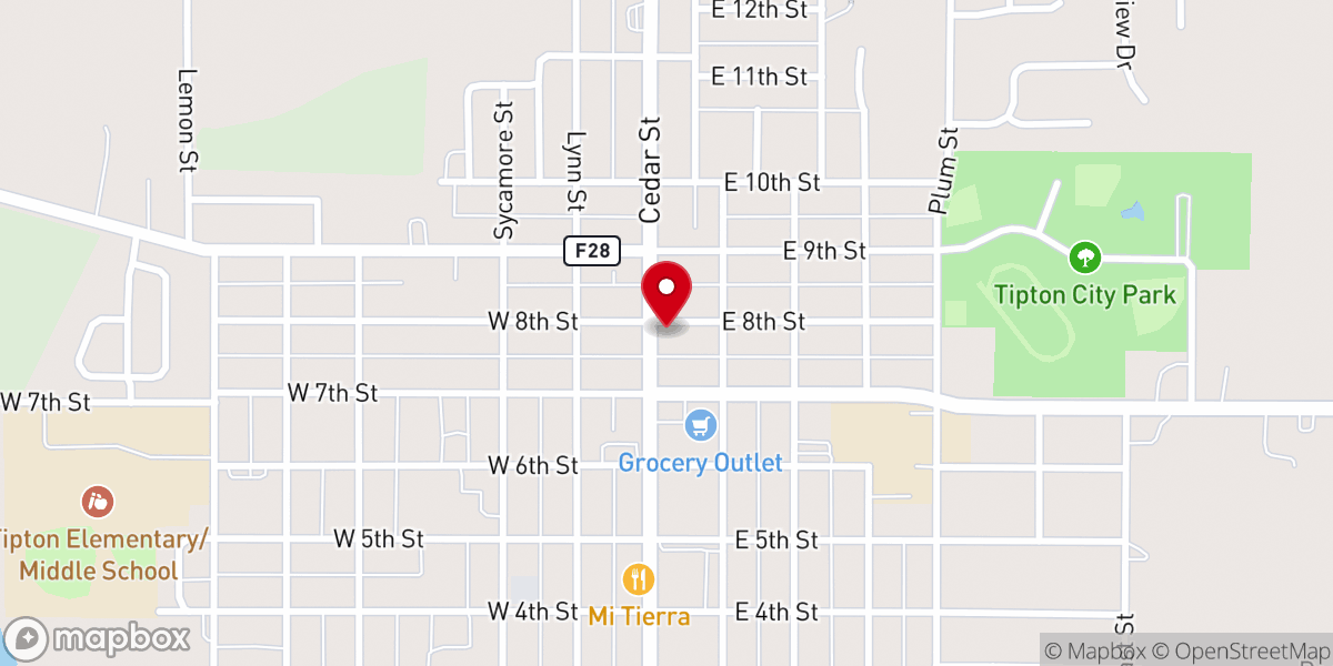 Map showing location of Cedar Street Baptist Church