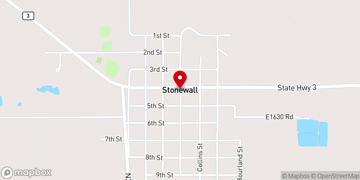 Map showing location of Stonewall