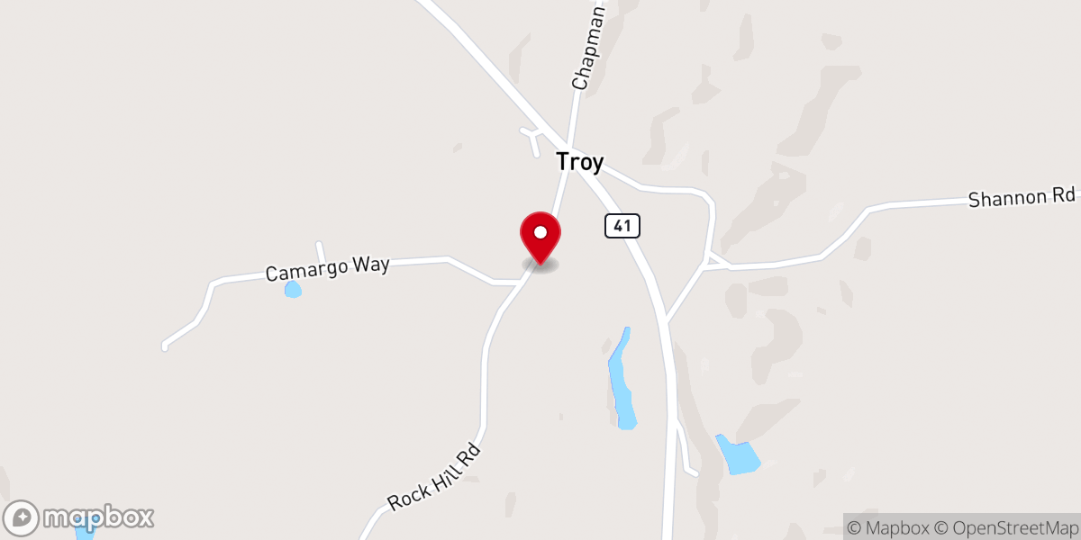 Map showing location of Troy First Baptist Church