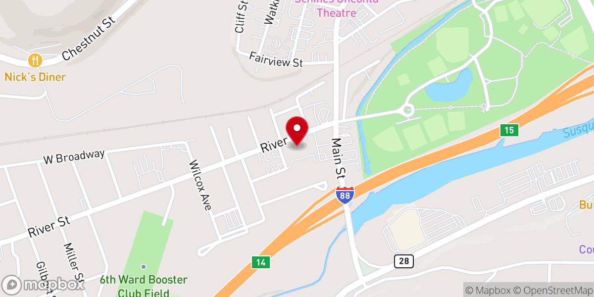 Map showing location of The Salvation Army of Oneonta, NY