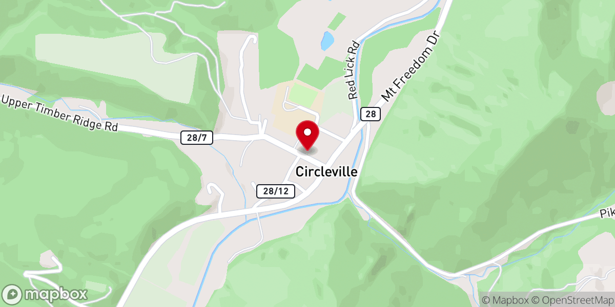 Map showing location of Circleville Presbytarian Church