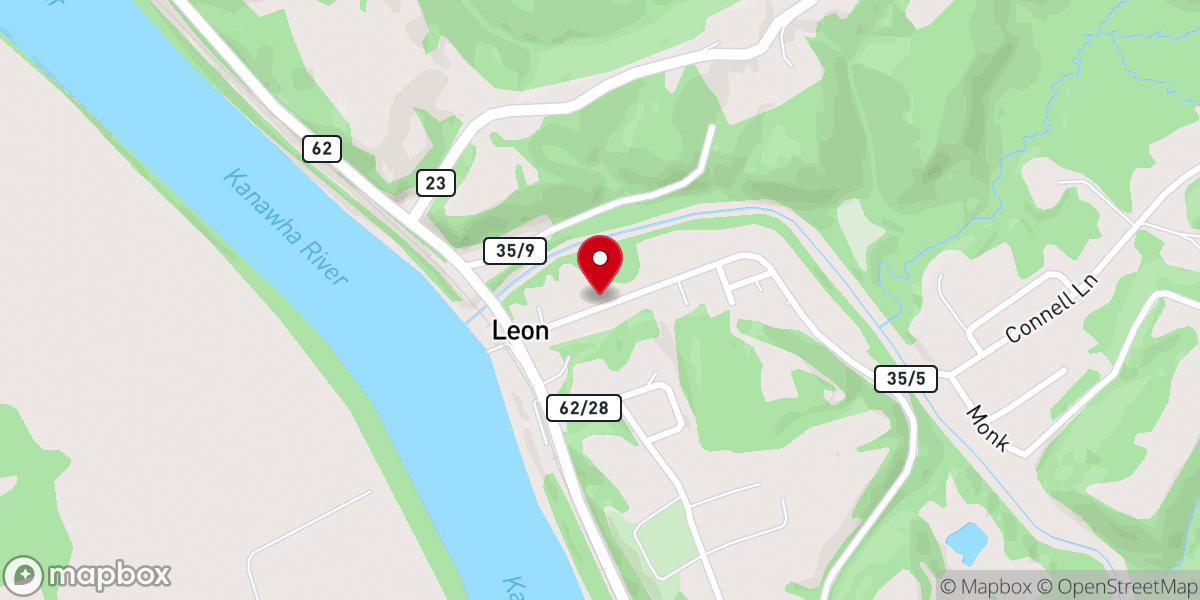 Map showing location of Leon Baptist Church