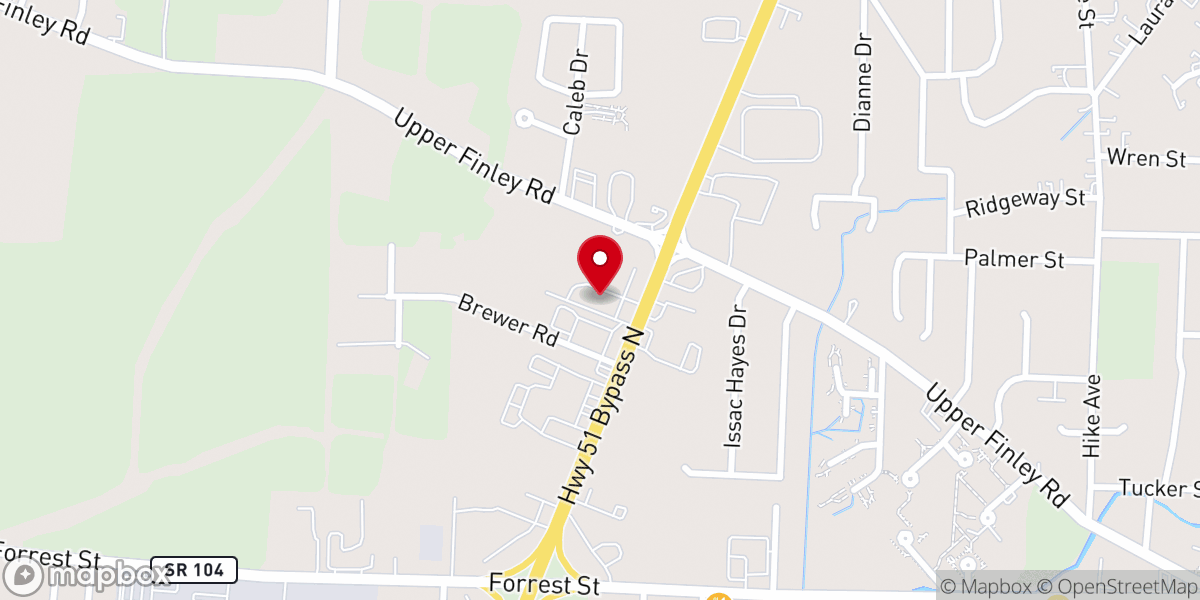 Map showing location of Holy Hills Baptist Church