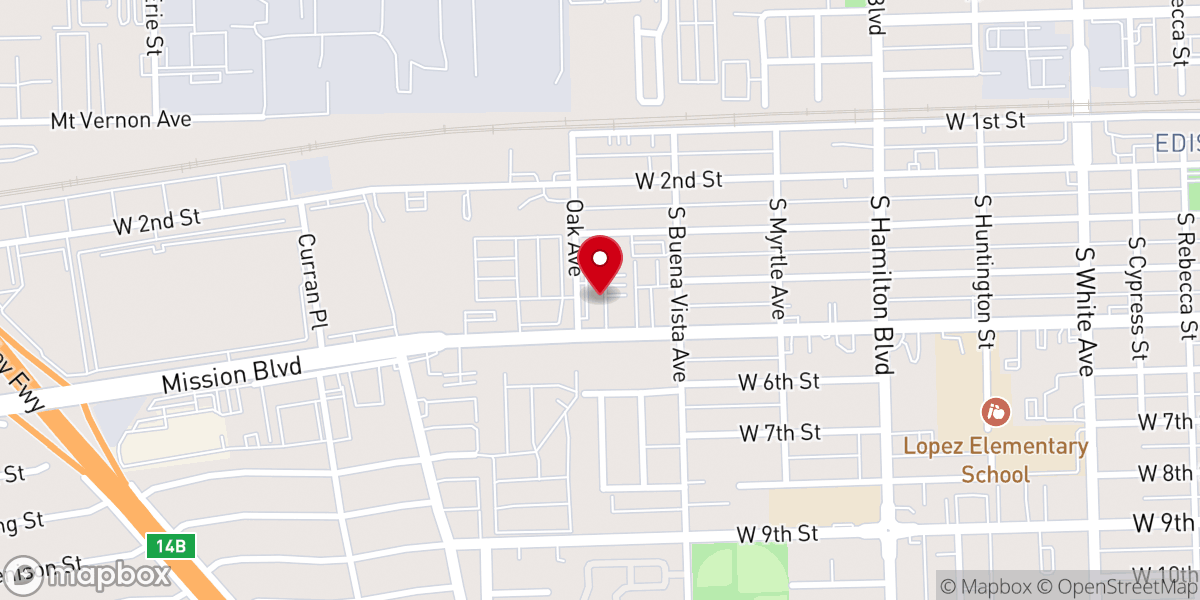 Map showing location of Iglesia Rios de Agua Viva - Pomona, Ca