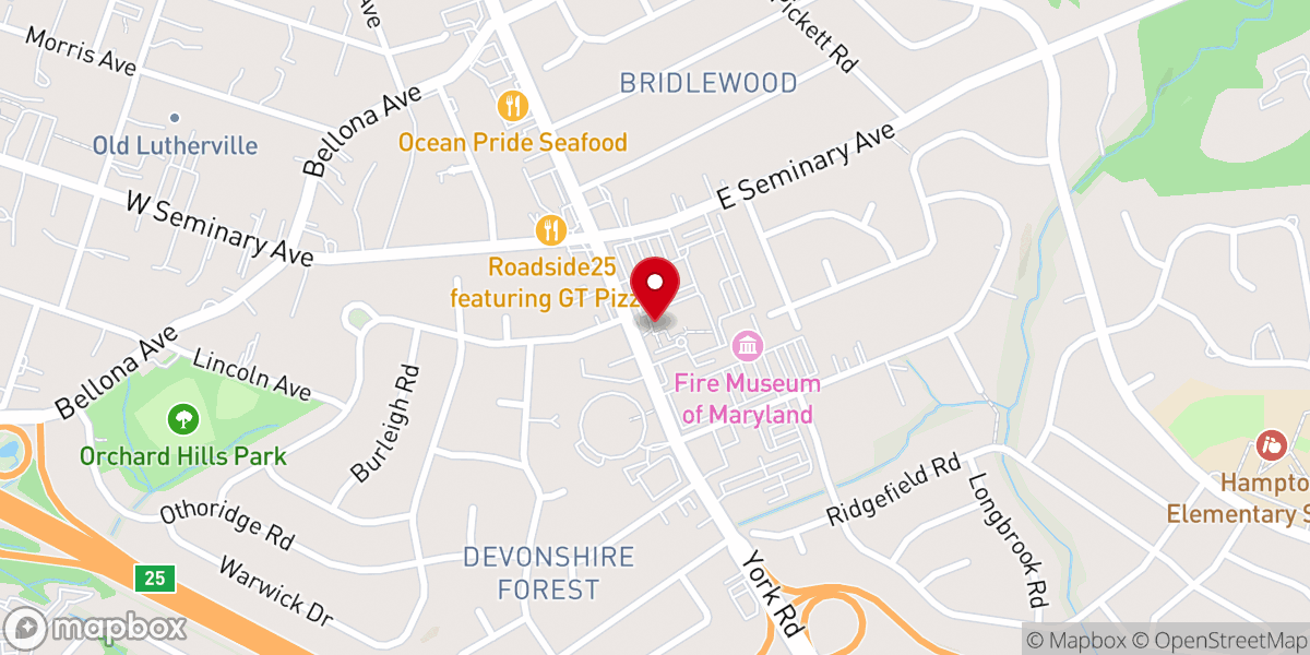 Map showing location of Maryland Korean Church of Baltimore