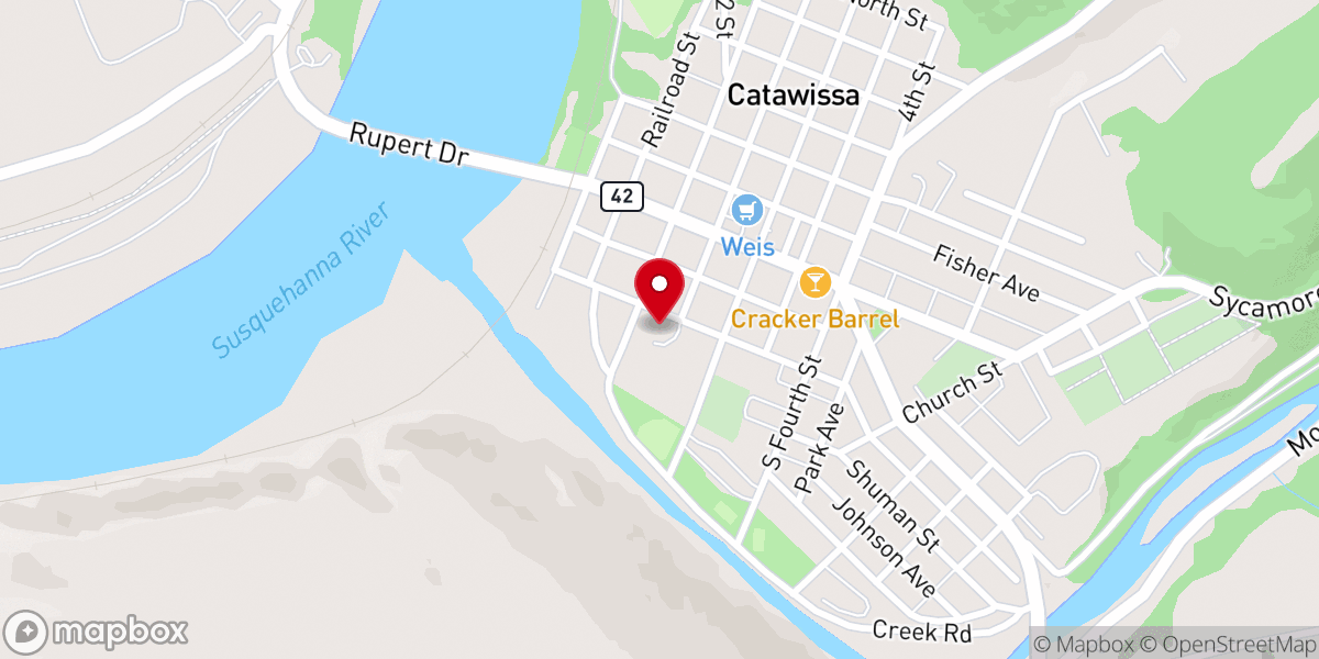 Map showing location of Catawissa First United Methodist Church