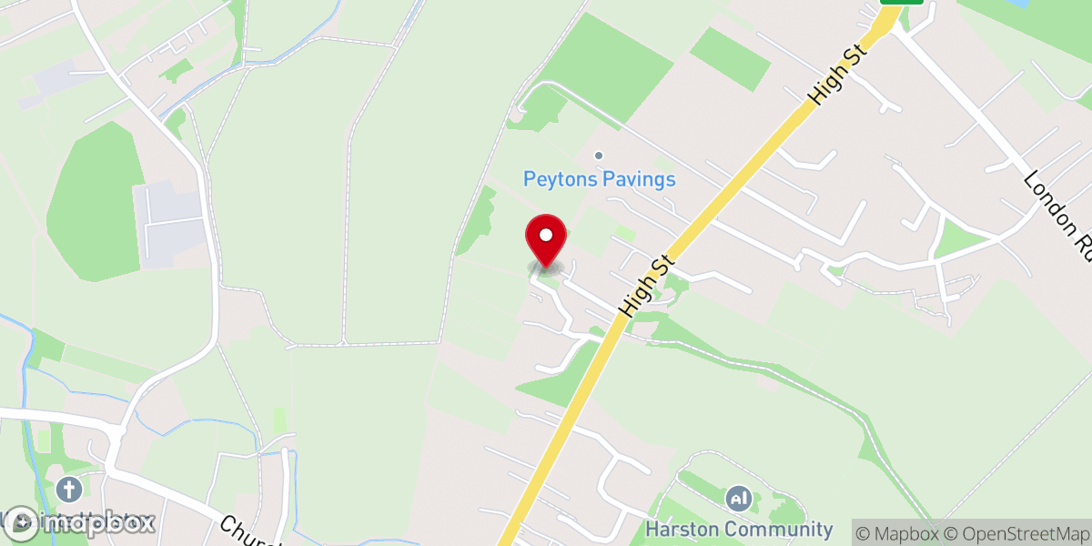 Map showing location of Harston Baptist Church