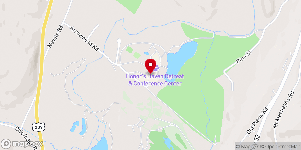 Map showing location of Honor's Haven Retreat & Conference