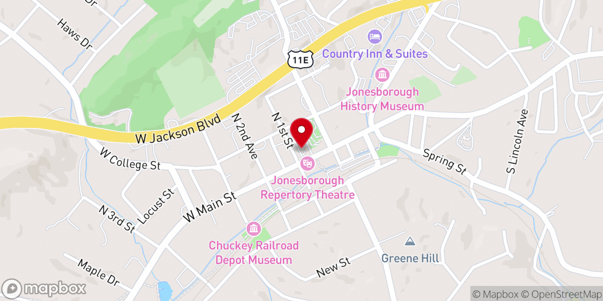 Map showing location of Jonesborough Presbyterian Church