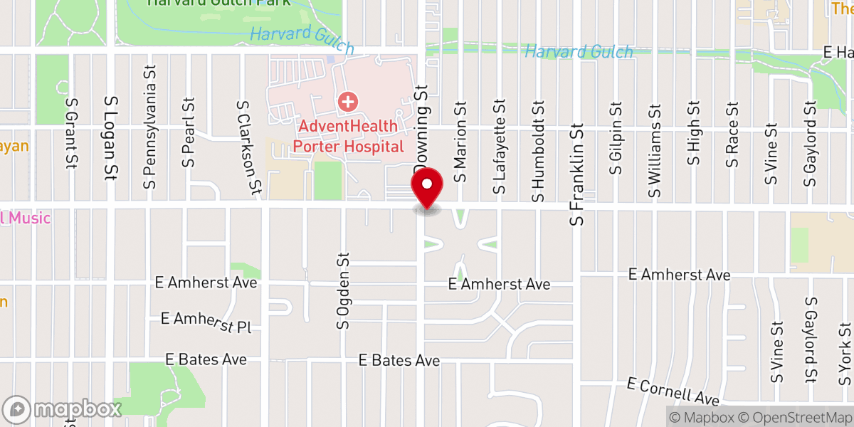 Map showing location of Flatirons Community Church Denver Campus
