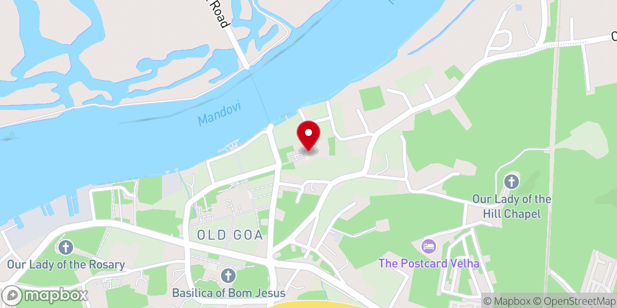 Map showing location of St. Cajetan Church, Goa