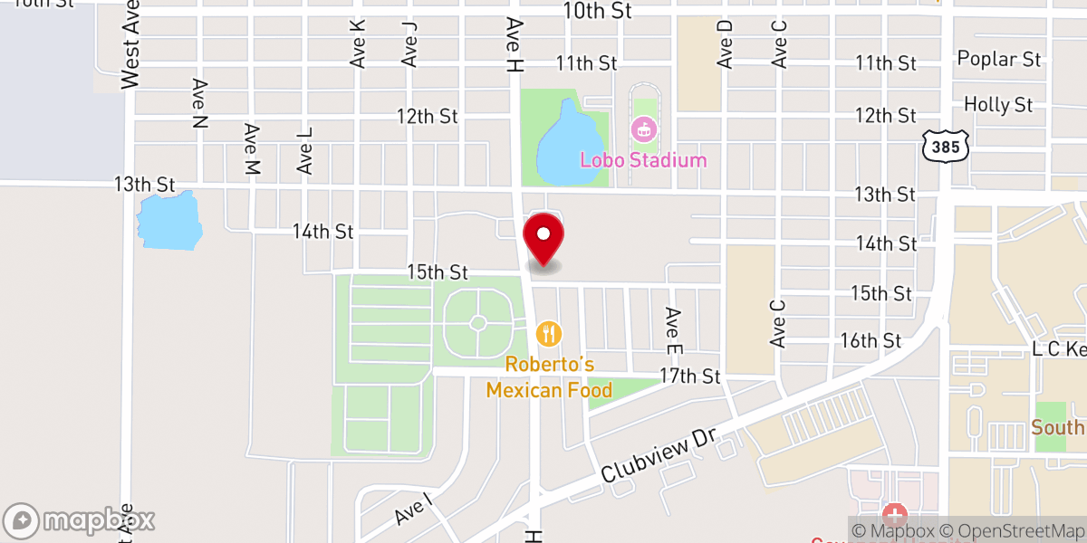Map showing location of Hillside Christian Church - Levelland Campus