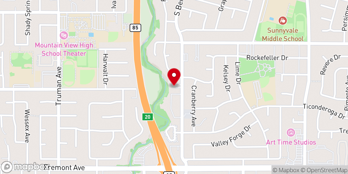 Map showing location of The Salvation Army, Sunnyvale/Mountain View Community Service Center