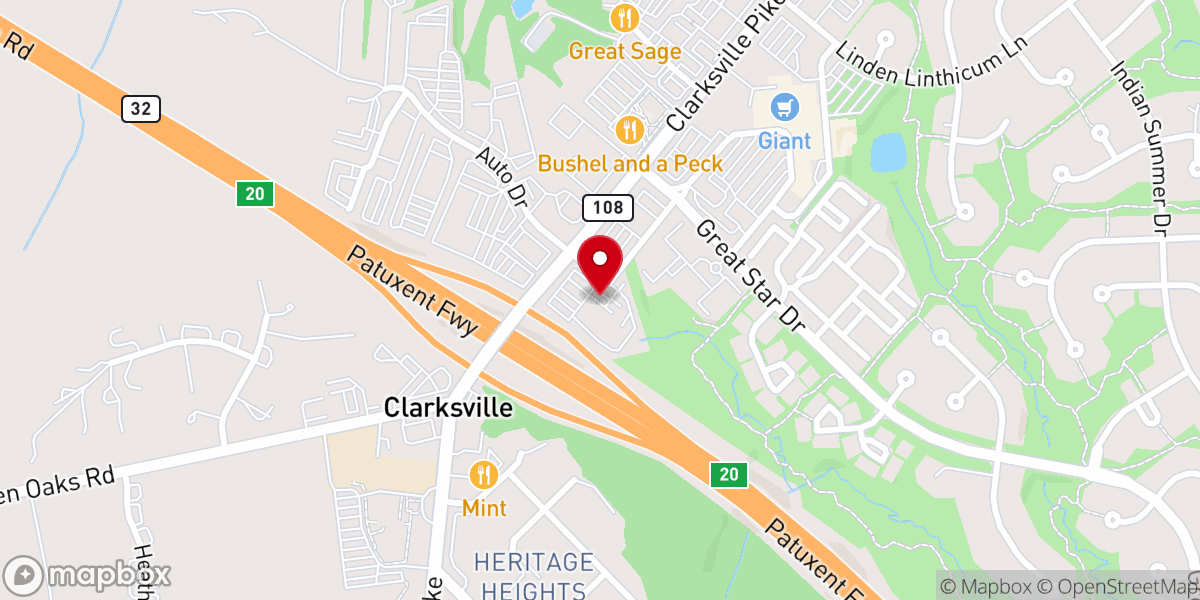 Map showing location of Ten Oaks Ballroom