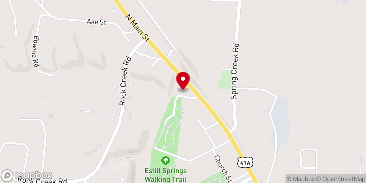 Map showing location of Estill Springs Baptist Church