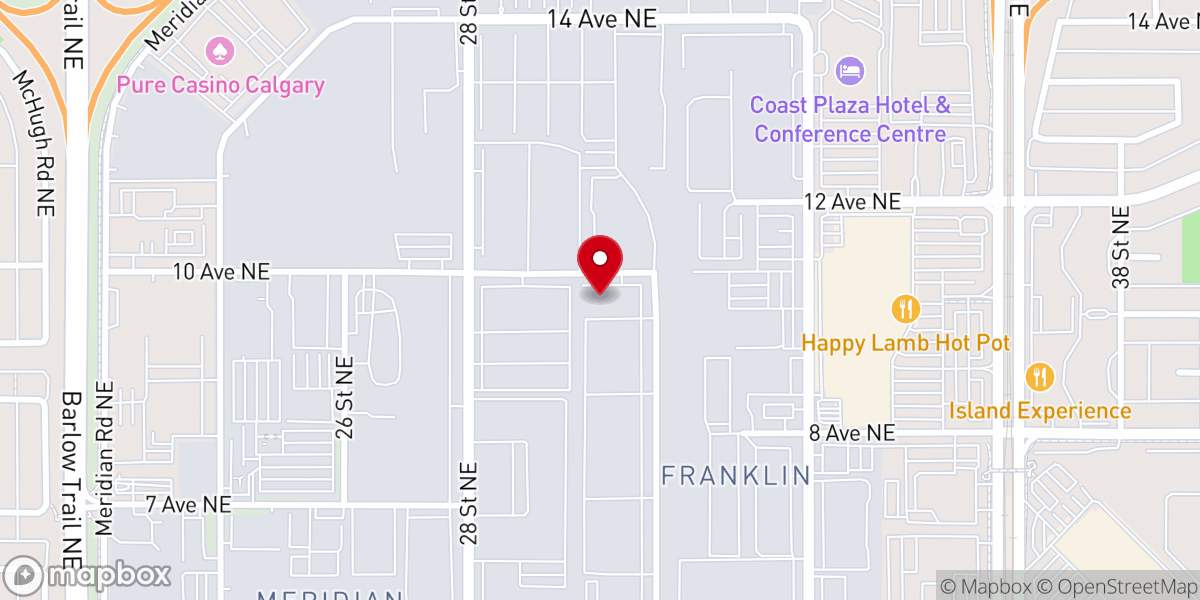 Map showing location of Christ Embassy Calgary Group Church